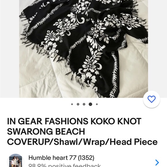 Koko Knot women’s sarong/beach coverup/shawl/wrap/headpiece- 63” x 43” - Picture 3 of 5